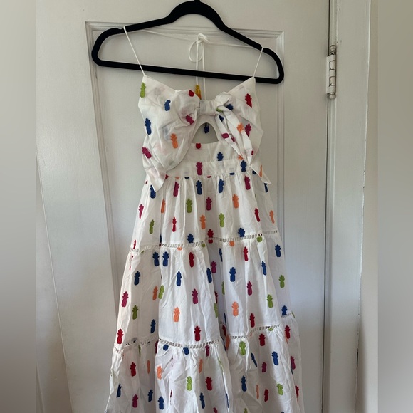 FARM RIO Pineapple Midi Dress with Bow XS - $235 - Picture 6 of 8